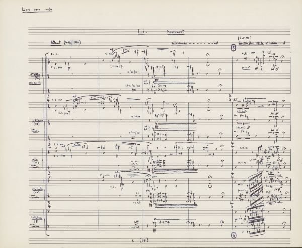 Manuscrit autographe du Livre pour cordes de Pierre Boulez