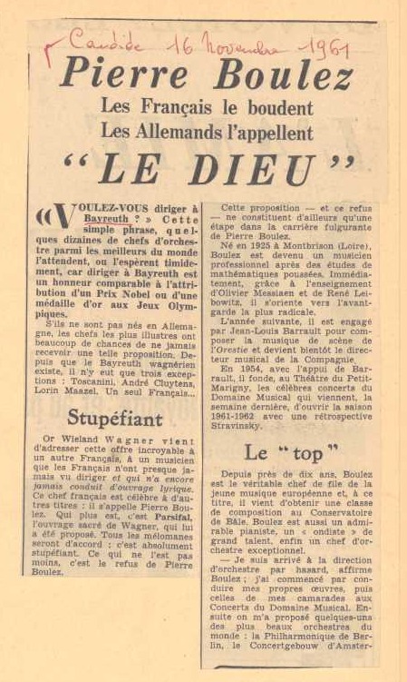 Article dans le journal Candide